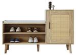 Schuhbank Coeus Ⅳ Braun - Holzwerkstoff - Metall - Polyrattan - 40 x 69 x 105 cm