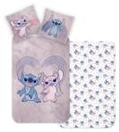 Bettwäsche Lilo & Stitch Flanell 2-tlg. Blau - Pink - Weiß - Textil - 135 x 200 x 1 cm