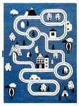 Tapis Petit Town Ville Rue Bleu 140 x 190 cm