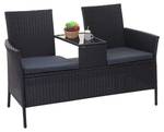 Poly-Rattan Sitzbank mit Tisch E24 Schwarz - Grau