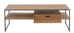 Table tv 1 tiroir bois/métal naturel Beige - Bois massif - 43 x 43 x 43 cm