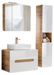 Badezimmer Set mit LED-Spiegelschrank Weiß - Holzwerkstoff - 130 x 200 x 46 cm