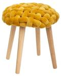 Tabouret déco en tricot de velours Jaune