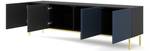 Tv lowboard RAVENNA F RTV200 4D Schwarz - Blau - Gold