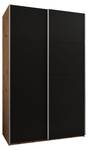 Armoire Lux 1 Noir - Imitation chêne - Argenté - Largeur : 160 cm