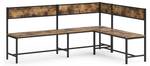 Ensemble de bancs d'angle Fyrk Noir - Marron - Bois manufacturé - 195 x 90 x 142 cm