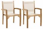 Lot de 2 fauteuils de jardin en teck Marron - Bois massif - 57 x 91 x 55 cm