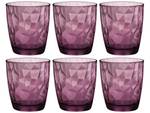 Wasserglas Diamond 6er Set Violett - Naturfaser - 2 x 9 x 9 cm