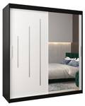 Armoire à portes coulissantes york 2 Noir - Blanc - Largeur : 180 cm - 2 porte