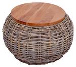 Beistelltisch M30 Braun - Metall - Rattan - Holzart/Dekor - 49 x 33 x 49 cm