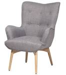 Fauteuil VEJLE Gris - Gris lumineux - Chêne clair - Textile