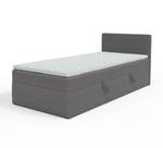 Einzelbett Boxspringbett Menorca Mini Grau - Breite: 90 cm - Bettkasten rechts