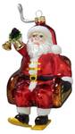 Santa im Sessellift mit Skiern 10cm Glas - 7 x 13 x 8 cm