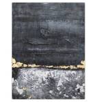 Tableau peint à la main Infinite Horizon Noir - Gris - Bois massif - Textile - 75 x 100 x 4 cm