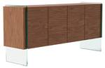 Sideboard aus Nussbaumholz Braun - Glas - Massivholz - Holzart/Dekor - 170 x 77 x 43 cm