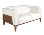 2-Sitzer-Sofa, bezogen mit weißem Leder Weiß - Echtleder - Textil - 159 x 77 x 92 cm