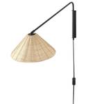 Lampe murale PALENA Noir - Bleu - Rotin - 33 x 30 x 60 cm