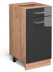 Meuble cuisine R-Line 37115 Anthracite brillant - Imitation chêne truffier de sonoma - Largeur : 40 cm