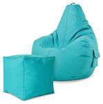 Lot de 2: pouf + tabouret "Cozy+Cube" Turquoise