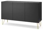 Buffet HARMONY SB144 3D Noir - Bois manufacturé - Matière plastique - 144 x 83 x 37 cm