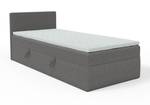 Einzelbett Boxspringbett Menorca Mini Grau - Breite: 90 cm - Bettkasten links