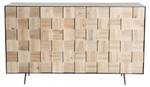 Buffet 4 portes bois sapin et pieds méta Beige - En partie en bois massif - 41 x 87 x 146 cm