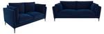 Couchgarnitur KESTREL 2er-Set Blau - Textil - 89 x 85 x 215 cm