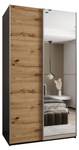 Armoire Lux 3 Noir - Imitation chêne - Argenté - Largeur : 130 cm