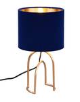 Tischlampe Nachttisch Samt Blau Gold Blau - Gold - Metall - Textil - 12 x 34 x 12 cm