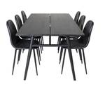 Essgruppe Sleek (7-teilig) Schwarz - Massivholz - 95 x 75 x 195 cm