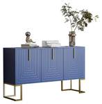 Buffet Eos Ⅳ Bleu - Bois manufacturé - Métal - 40 x 80 x 138 cm