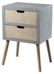 Chevet en pin gris 2 tiroirs beige Gris - Bois manufacturé - 30 x 60 x 40 cm