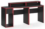 Bureau ordinateur Kron noir/rouge Set 8 Noir - En partie en bois massif - 60 x 87 x 60 cm