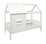 Lit cabane Teddy Blanc - En partie en bois massif - 199 x 171 x 99 cm