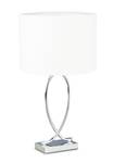 Tischlampe silber mit Schirm Silber - Weiß - Metall - Textil - 28 x 51 x 28 cm