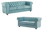 Ensemble canapé CHESTERFIELD Lot de 2 Bleu clair