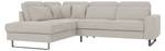 Sage Ecksofa mit Ottomane in Cord-Stoff Beige - Armlehne beidseitig montierbar - Ecke davorstehend links - Ottomane davorstehend links