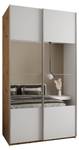 Armoire Lux 4 Imitation chêne - Argenté - Blanc - Largeur : 130 cm