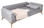 Schlafsofa Monaco 3-Sitzer Sofa Grau - Massivholz - 227 x 82 x 90 cm