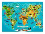 Puzzle Weltkarte mit Tieren Papier - 24 x 4 x 34 cm