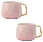 Rosa Marmor Tasse Goldhenkel Gold - Pink - Keramik - 11 x 8 x 9 cm