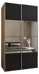 Armoire Lux 4 Noir - Imitation chêne - Argenté - Largeur : 130 cm