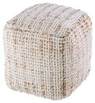 Pouf Würfel Boho Jute Braun - Weiß - Naturfaser - 40 x 40 x 40 cm