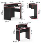 Bureau ordinateur Kron noir/rouge Set 6 Noir - Bois manufacturé - 60 x 87 x 90 cm
