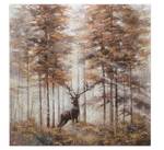 Acrylbild handgemalt König der Hirsche Beige - Braun - Massivholz - Textil - 80 x 80 x 4 cm