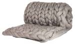 Wolldecke Cosima Chunky Knit S, hellgrau Grau - Textil - 130 x 3 x 80 cm