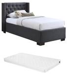 Set Bett + Matratze MASSIMO Grau - 114 x 111 x 216 cm