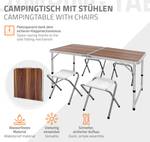 Campingtisch mit Hocker 4er Set Braun