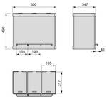 Recycle Inox Abfallbehälter mit Fächern Grau - Metall - 54 x 42 x 66 cm