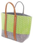 Filz-Tasche Green Blossom Grau - Grün - Textil - 45 x 50 x 25 cm